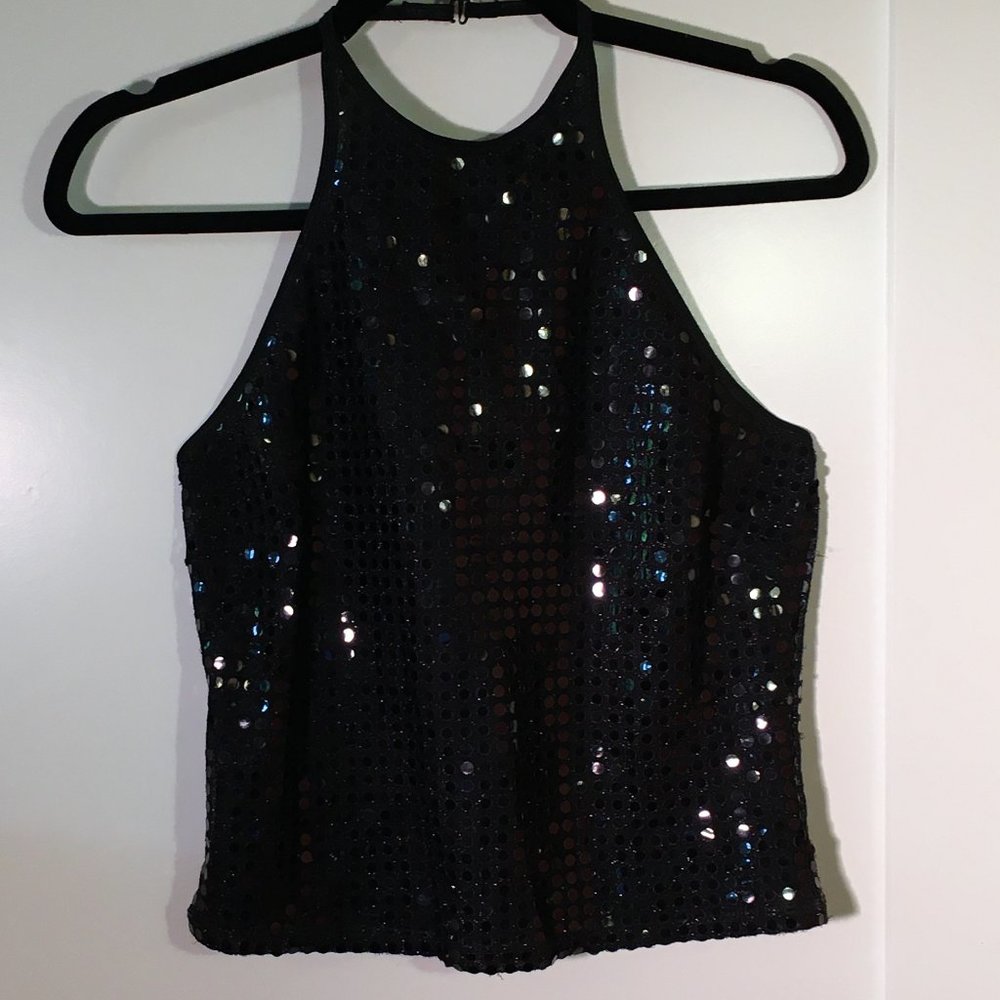 Hot Kiss Sequined Halter Top - Size M